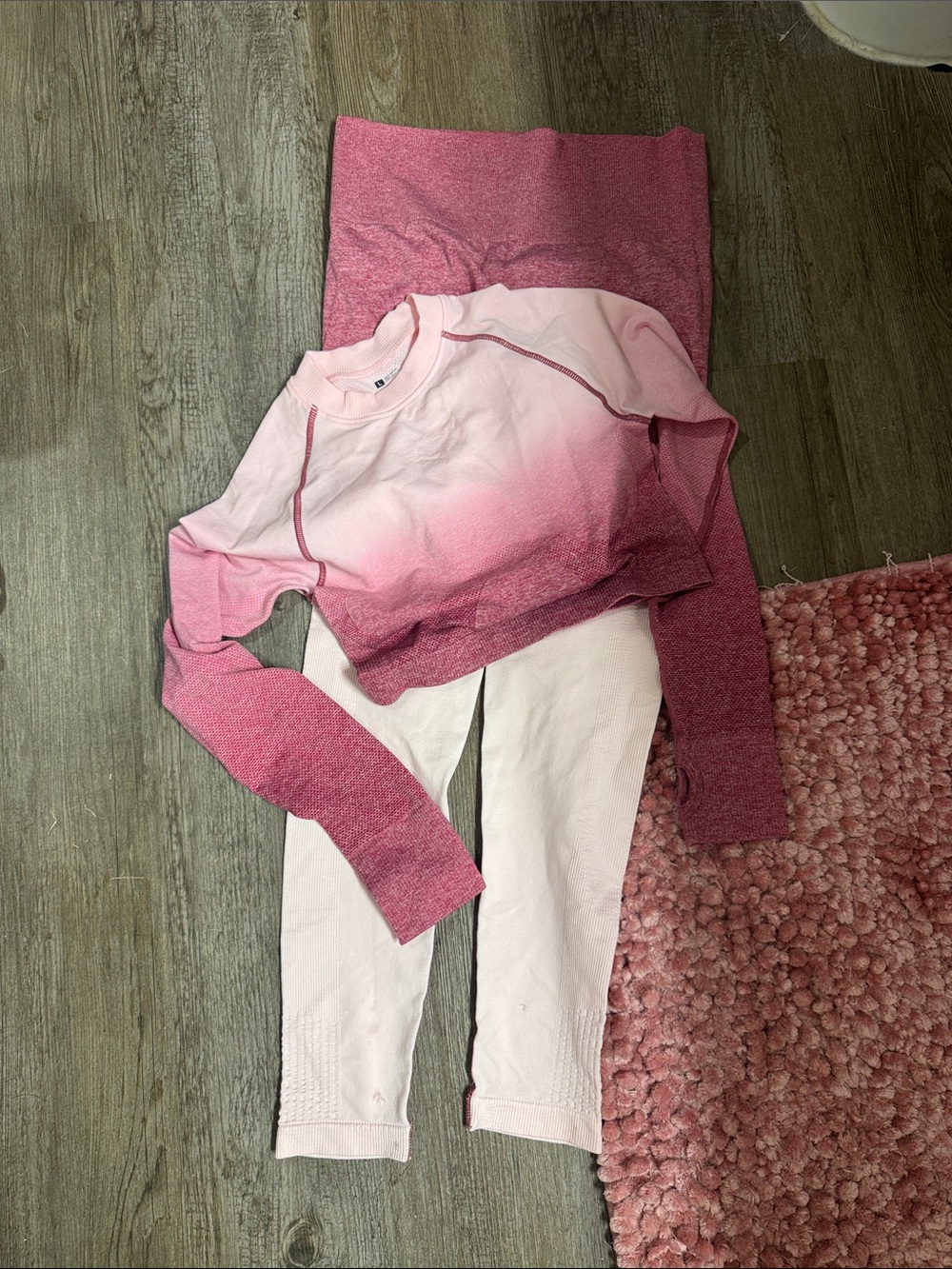 Amazon Girls Pink Ombre Crop Top & Leggings Active Set